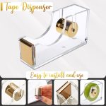 Varuni- Gold Desk Accessories- Office Accessories -Gift Set- Heavy Duty Stapler, Pen Organizer, Tape Dispenser Desk, Clear Sticky Notes- Including Clear Tape and 1000 Staples- Acrylic Desk - Image 4